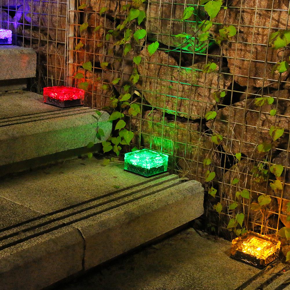 Outdoor Solar Ice Brick 4-LED Lamp for Courtyard and Landscape Pathways