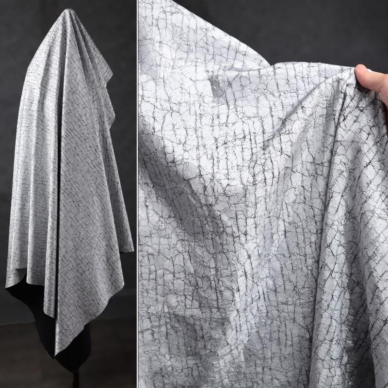 Старая Имитация Кожи Ткань с Трещинами Креативное Покрытие Тяжелая Промышленность Винтаж Красивая Широкая Восстановленная Одежда Дизайнерская Ткань 50x140cm серый
