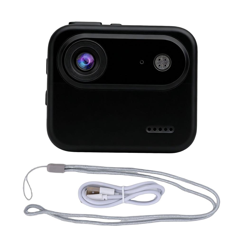 Action Camera With Flip Screen 1080P HD Clear Recording 143 degrees Wide Angle Anti Shake Portable Travel Camera Black