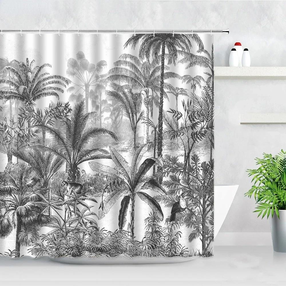 Tropical Paradise Shower Curtain, Exotic Plants & Animals, Waterproof for Bathroom Decor, Enhance Home with Nature's Beauty