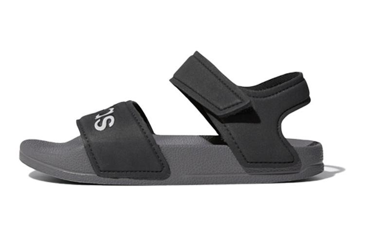 Adidas Neo Adilette Synthetic Leather Minimalist Style Children s Sandals Black Gray Kids  G26877 34