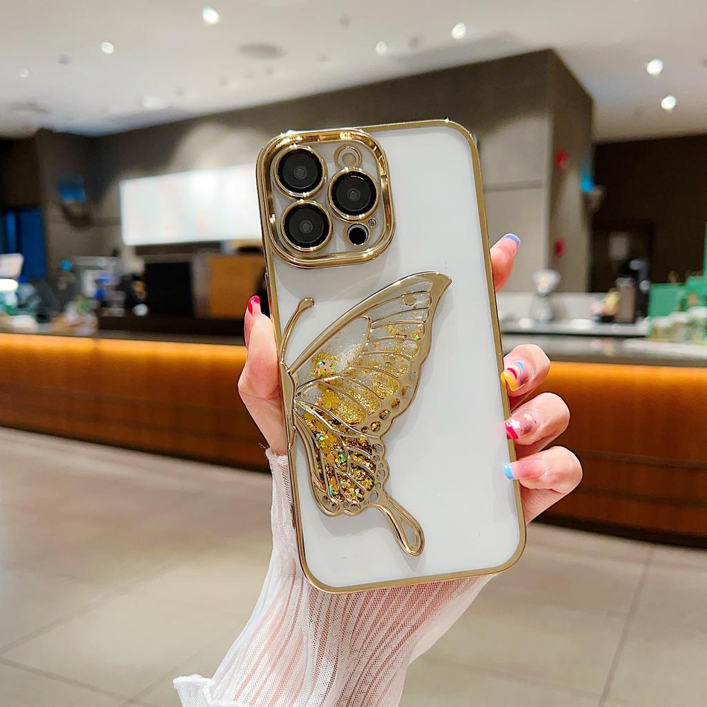 Hot Sales Butterfly Electroplating Phone Case for iphone 16 15 14 Pro Max Samsung Huawei Xiaomi  TPU Transparent Soft Back Cover