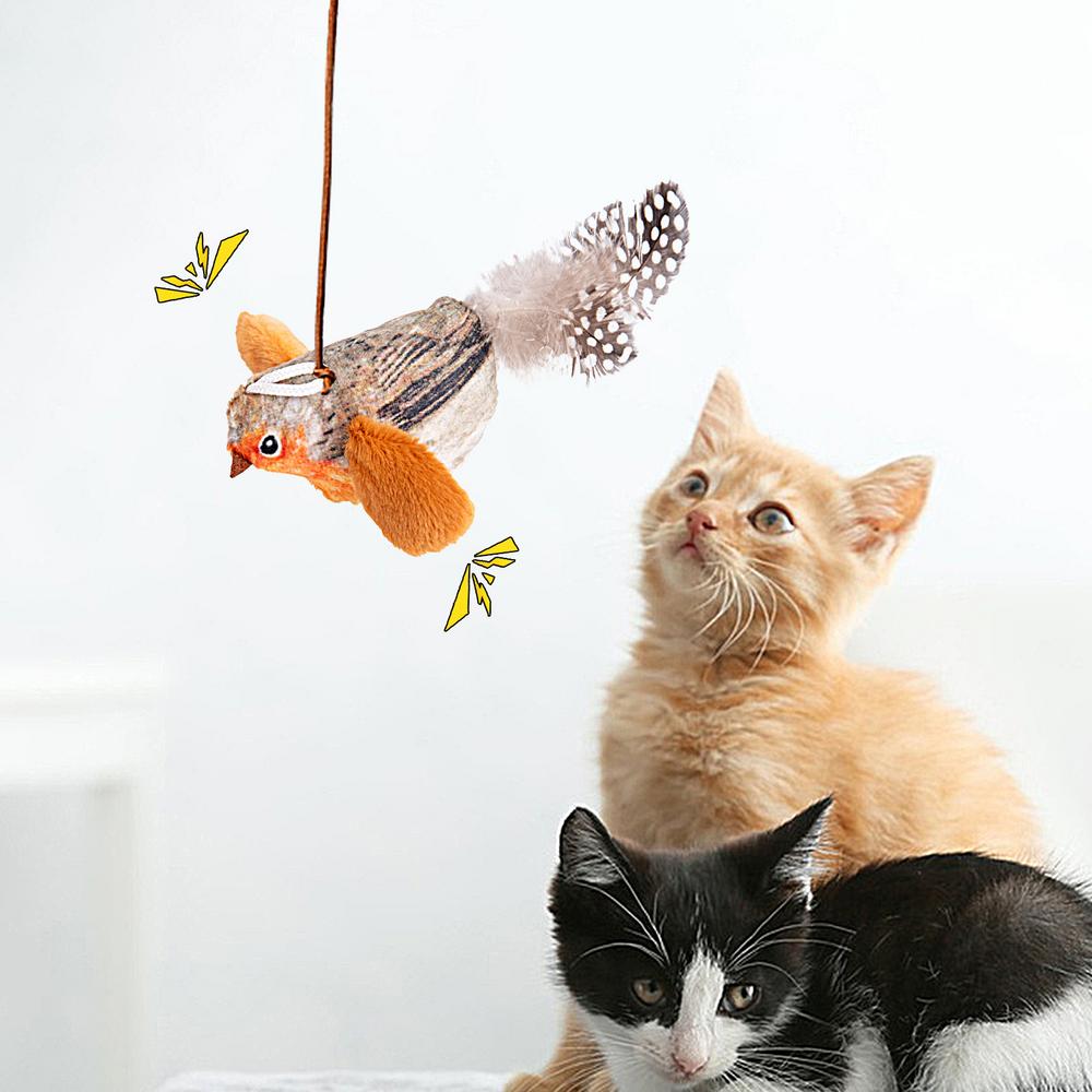 Bird Cat Toy Interactive Chew Toy for Cats Kitten Chirping Bird Toy Simulated Squeaky Cat Toy for Bored Indoor Cats Cute Teaser