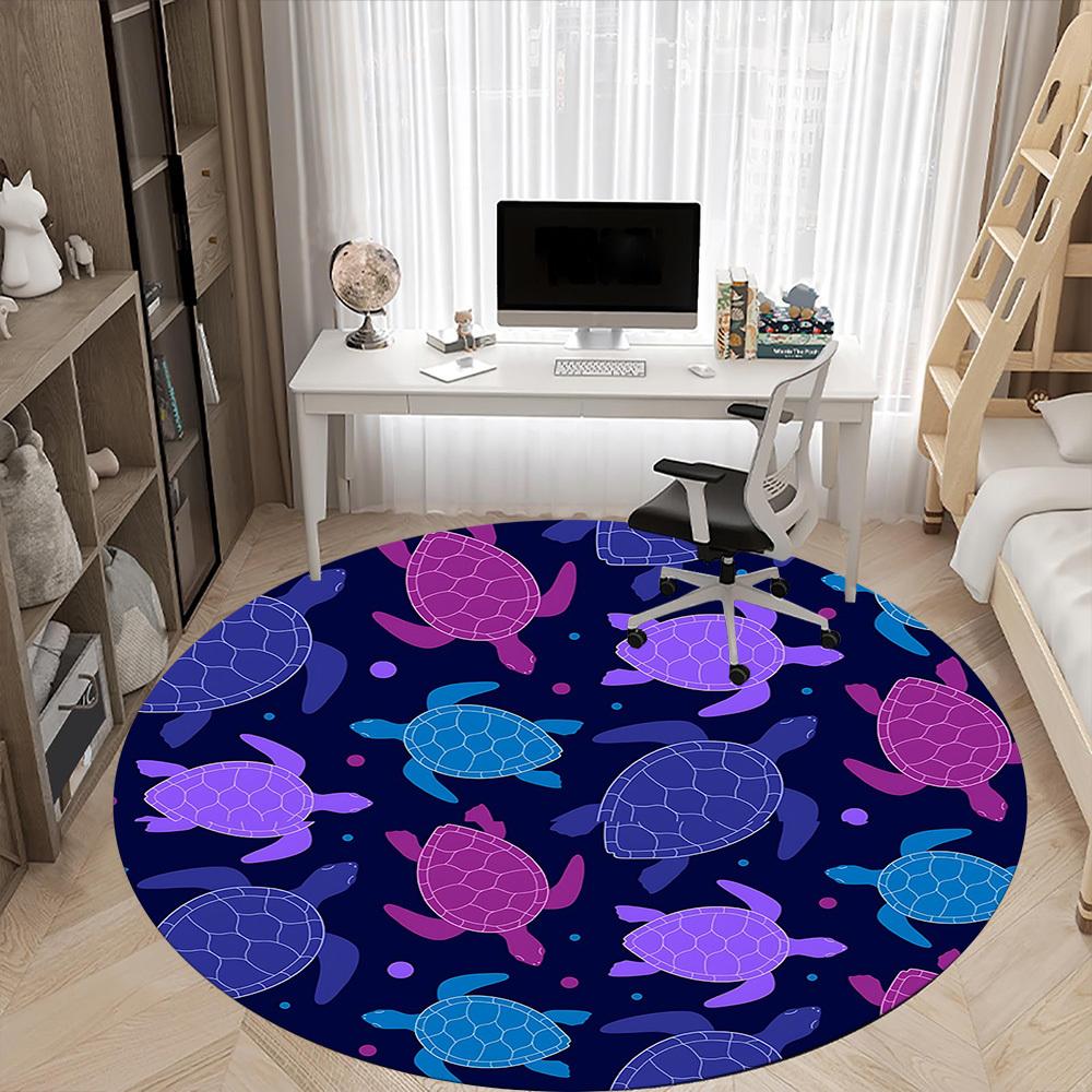 1pc Turtle Pattern Carpet, Round Non Slip Durable Large Size Office Carpet, Suitable for Office