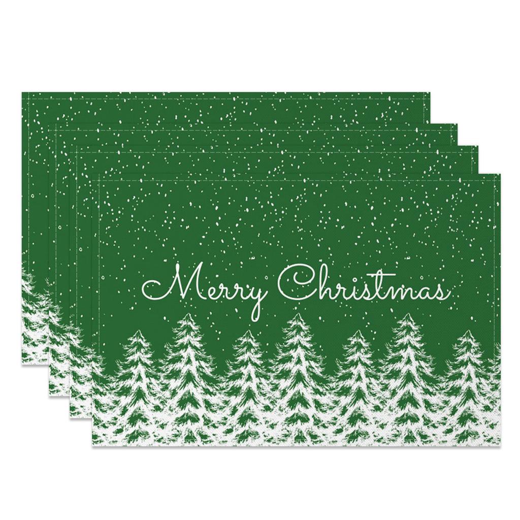 Christmas Placemats Santa Claus Milu deer Xmas tree Home Winter Table Seasonal Merry Christmas Family Party Restaurant Decor