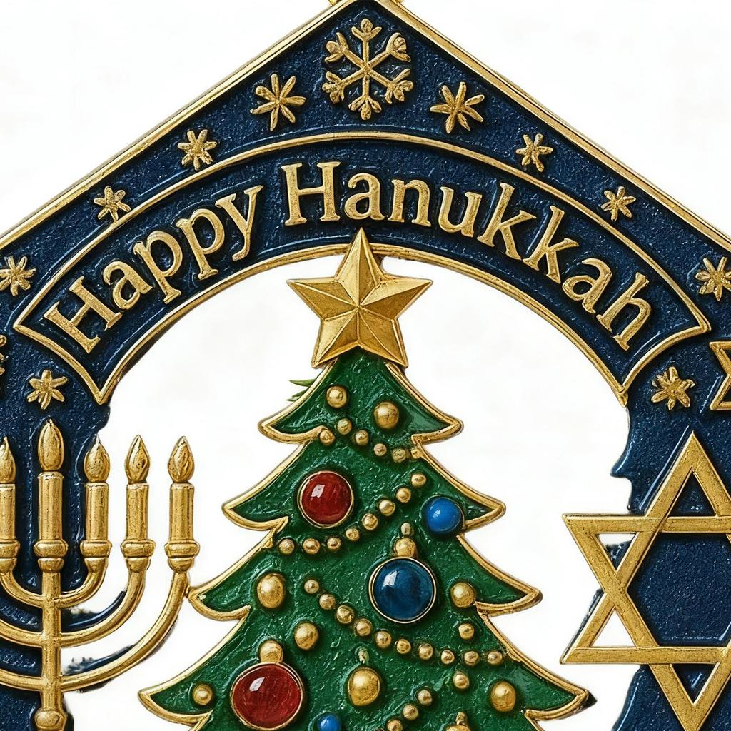 Christmas Tree Pendant Menorah Classic Flat 2D Acrylic Hanukkah Pendant for Christmas Tree for Windowsill Door Wall Living Room