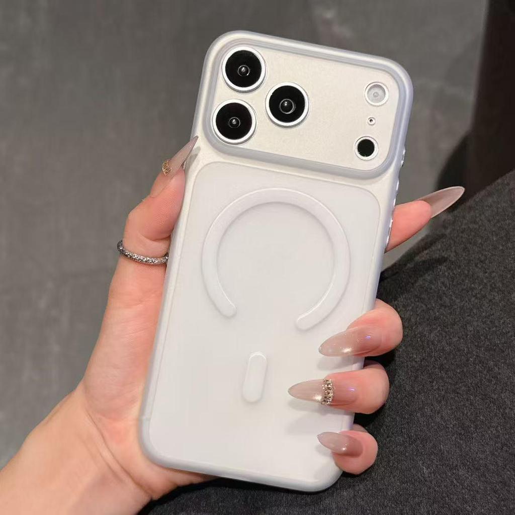 Ultra-Thin Magnetic Frosted TPU Phone Case for iPhone Models 15Pro, 16, 17ProMax, Full Coverage with Precise Cutouts