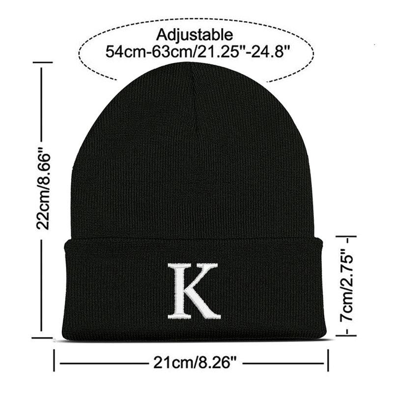 Letter A-Z Embroidered Beanie Hat Unisex Winter Knit Caps for Men Women Soft Ski Hat