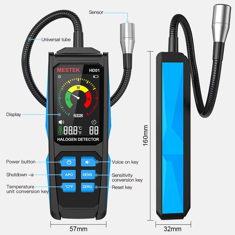 HD01/HD01C Freon Leak Detector Halogen Leak Detector R22 R32 HVAC Refrigerator Test High Sensitivity Air Conditioner Tester