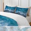2/3pcs Blue Ocean Wave Pebbles Pattern Duvet Cover Set 1 Duvet Cover 1/3 Pillowcase, Without Core, Soft Beach Pebble Bedding Set
