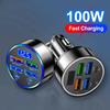 100W 6 Ports Car Charger Fast Charging PD QC3.0 USB C Car Phone Charger Type C Adapter In Car For iPhone Samsung Huawei Xiaomi
