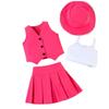 Mädchen Mode Set Sommer Kinder Casual Weste Plissee Rock Hut Mehrteiliger Anzug