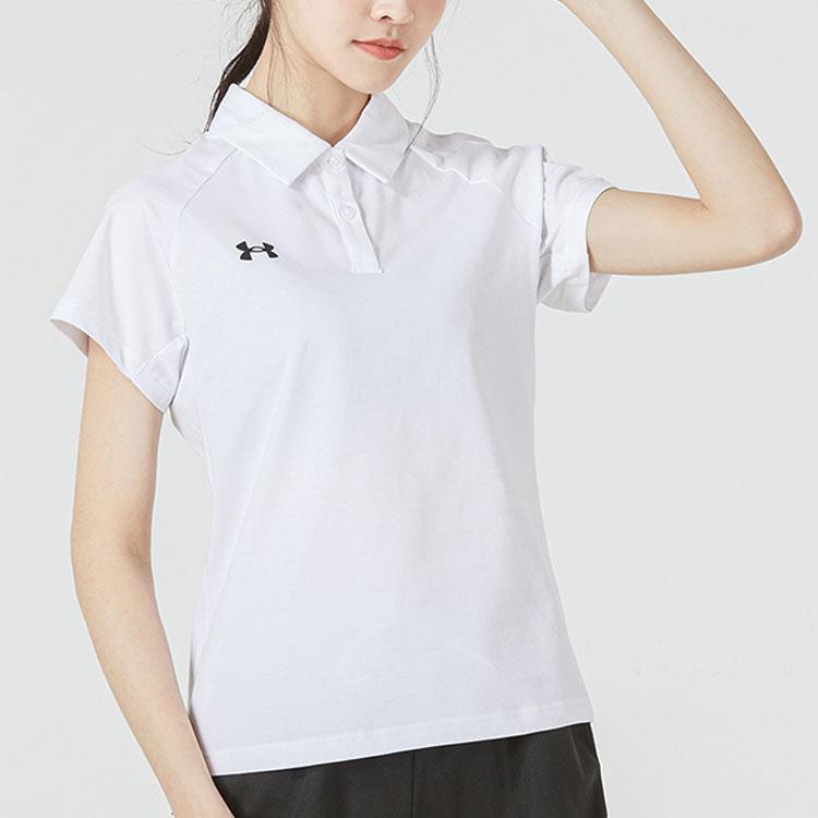 Under Armour Training Sports Short Sleeve Polo Women Tops White 22500522-100