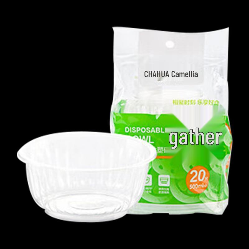 

CHAHUA 500ml Thickened Disposable Plastic Bowls, 20-Pack