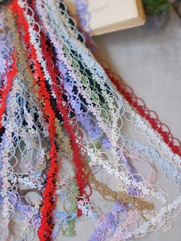 Colorful 2cm Floral Polyester Lace Trim for DIY Clothing Accessories