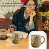 Mug Series, 12 Oz Blue Hand-blown Cracked Coffee Mug With Bubble Texture.