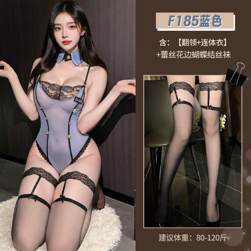 Sexy lingerie sexy police uniform pure desire mesh onesie no temptation pajamas pure desire babes outfit