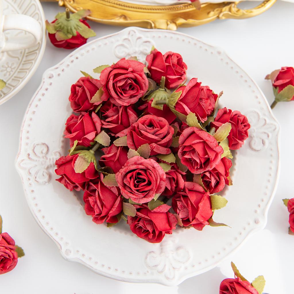 Artificial Flower Silk Rose Head Valentine's Wedding bridal bouquet Decora home Room Outdoor Garden Party DIY Hairpin Gift Box