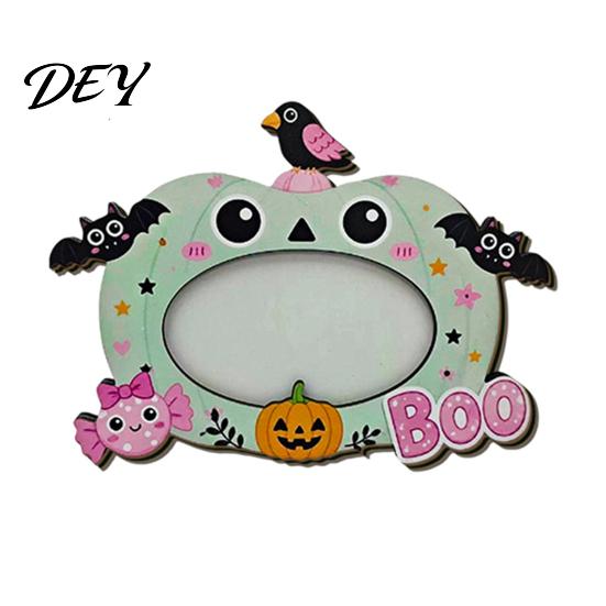Thanksgiving Home Decor Halloween Wooden Photo Frame, Pumpkin Ghost Cat Cutout Picture Frame Holder, Double-sided Holiday Tabletop for Party Seasonal