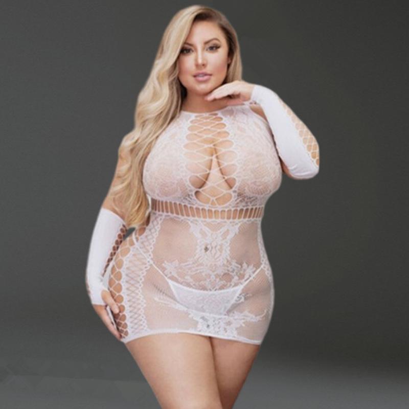 Cosplay 18 Lingerie Dress New Women Full Body Suit Sexy Mini Dress Bodystocking Black Mesh Transparent Teddy Babydoll Nightdress