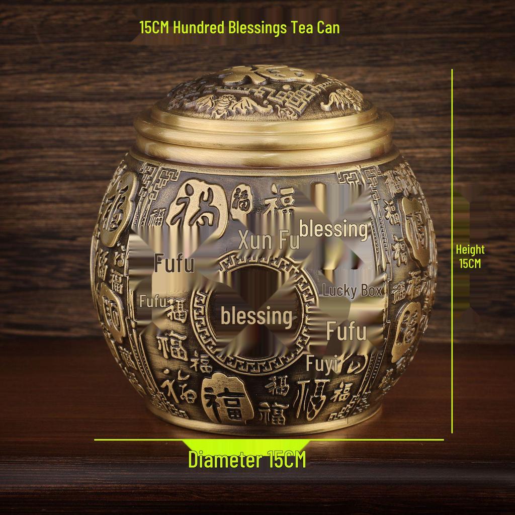 Kowloon Brass Five Bulls Tea Caddy Desk Ornament