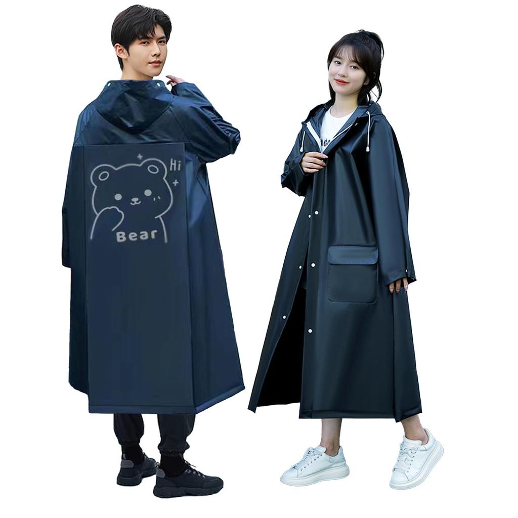 Raincoat for Bicycles Design for 2025 with Zipper and Double Large Size Rain Poncho Long Unisex Backpack Compatible Raincoat Poncho with Pockets