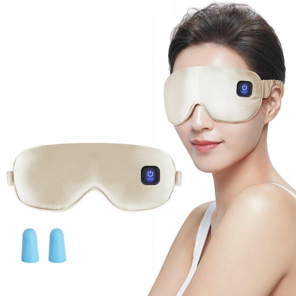 Heated Eye USB Temperature Automatic Power Safety for Lunch Business Mask, Rechargeable, Silk, Cordless, Comfortable, Light-Blocking, Control, Off,