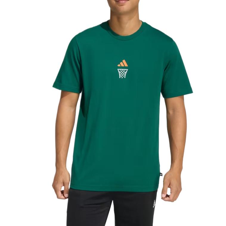 Adidas T Shirts Men's University Green Crew Neck Moderate JZ5043
