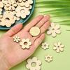 50pcs Wooden Flowers Shape Blank Embellishments Wooden Flowers Ornaments with Hole for DIY Craft Wedding Christmas Decor