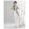 Women's Chinese Traditional Dance Dress, Bamboo Print Cheongsam Style Flowy Practice Costume For Tea Art & Folk Dance