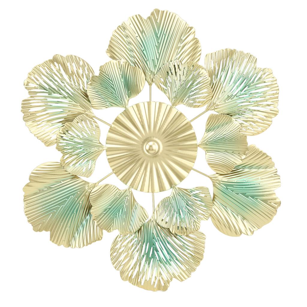 Nordic Luxury Wall Decoration Apricot Leaf Flower Mirror Wall Pendant Iron Art Porch Decoration