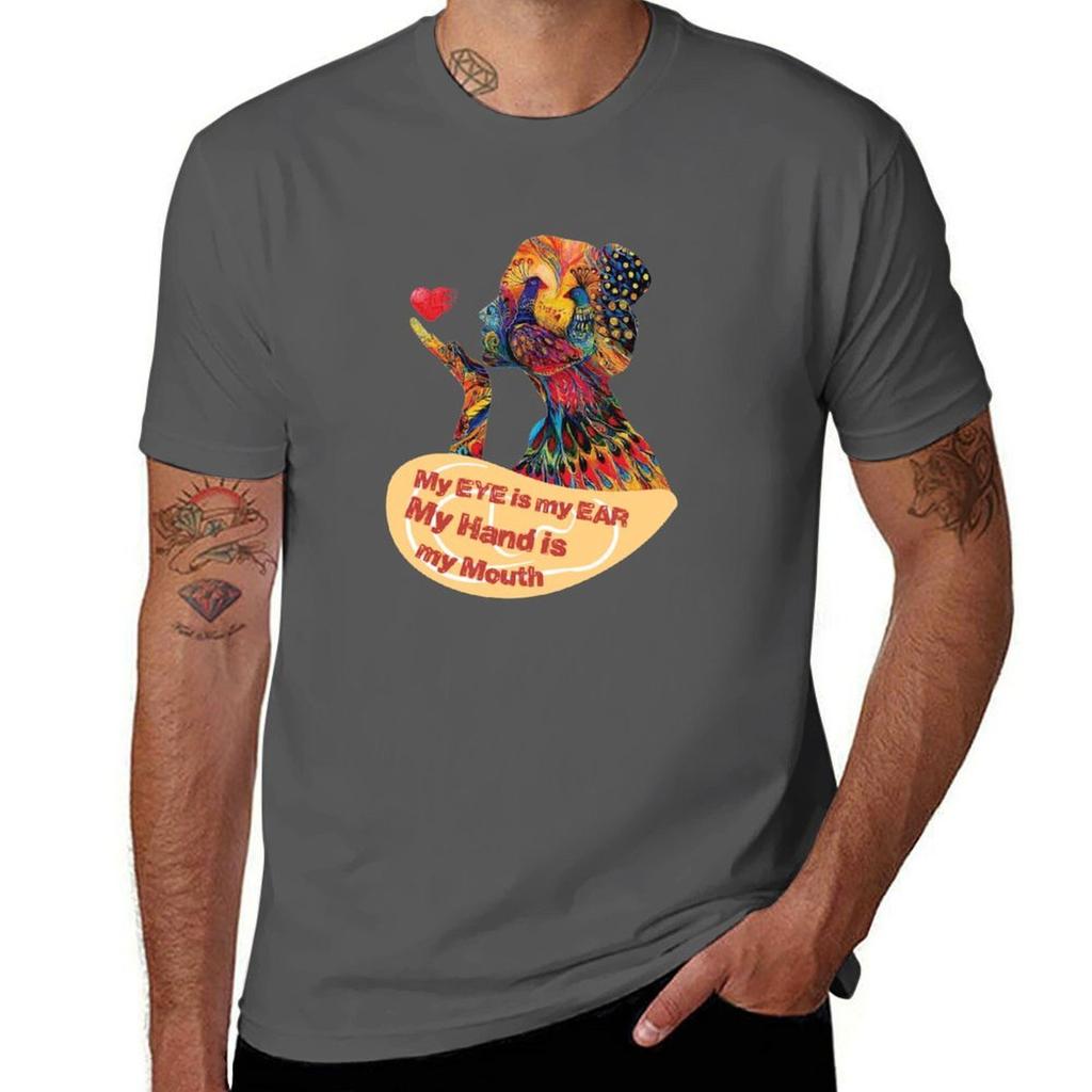Cute Deaf Art Tshirt Work Basic Short Sleeve Top