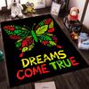 Colorful Butterfly Carpet with "Dreams Come True" Text on Black Suitable for use as an anti-slip for living room bedroom sofas