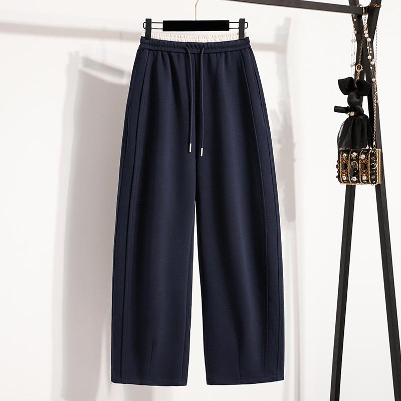 

Dimanaf 2025 Большой размер Осенние длинные брюки Женские Эластичные Харлен Винтажные Брюки-гарем Свободные Базовые брюки 4XL темно-синий