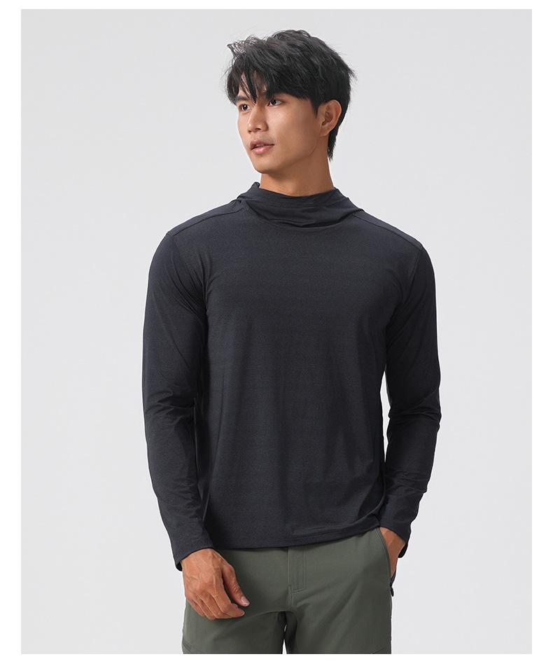 Men's Lightweight Quick-Dry Nylon Hoodie - Long Sleeve, Breathable Casual Sportswear for Autumn