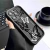 Black & White Butterfly Diamond Sand iPhone 15/16/17 Groove Case