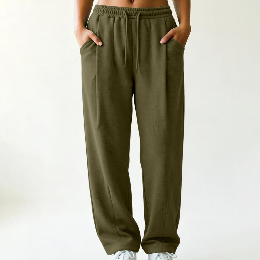 Women's High Waist Curved Wide Leg Pants Loose Flowy Casual Trousers for Daily Wear
