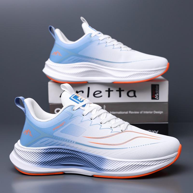Men's Gradient Running Shoes Breathable Lace-Up Cushioned Sole Sports Sneakers