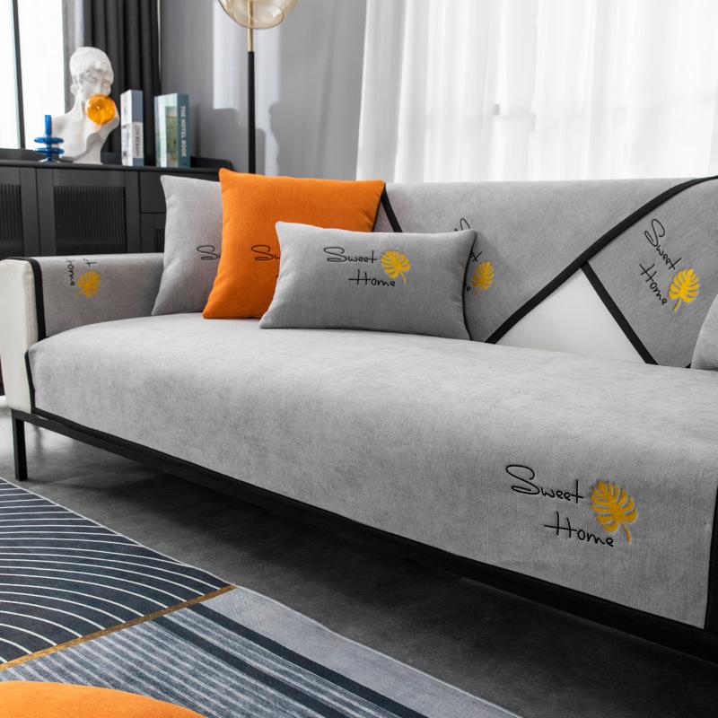Nordic Luxury Sofa Cover Cushion Embroidery Four Season Sofa Armchair Backrest Towel Non Slip Couch Cover 3 Seater Sofa Cover