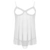Mens Sheer Mesh Lace Babydoll Nightgown Plus Size Open Front Design Adjustable Spaghetti Straps Matching G-String Set