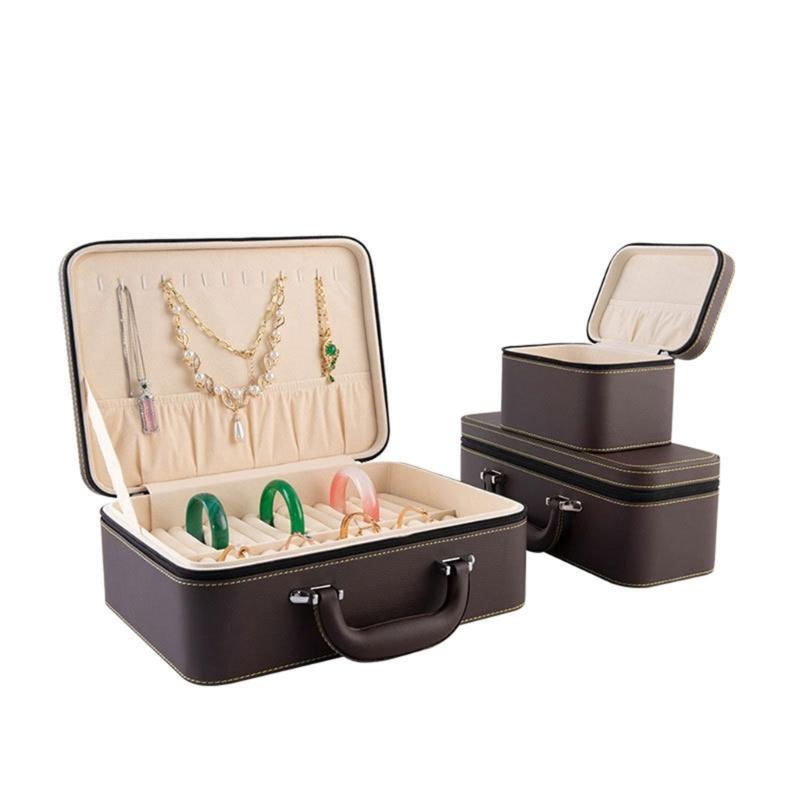Travel Jewelry Case With Anti Scratch Interior And PU Exterior For Accessories Storage Box For Necklaces Earrings Rings