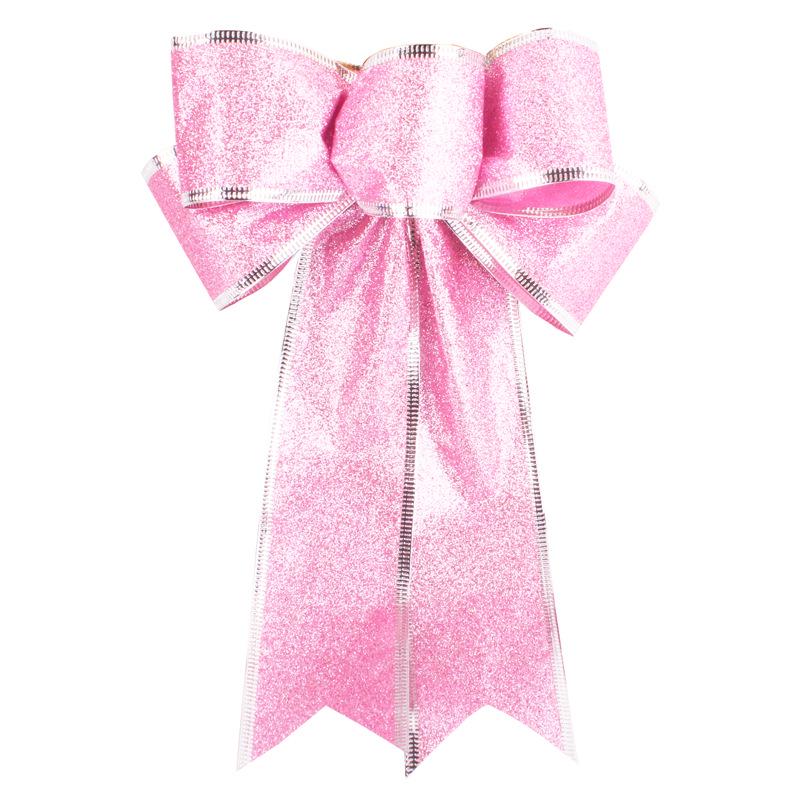 Gold Glitter Christmas Tree Bow Ornament - 25CM 