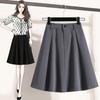 Spring Summer Women Plus Size New Skirts Vintage Elastic Solid Loose Pleated Skirts High Waist