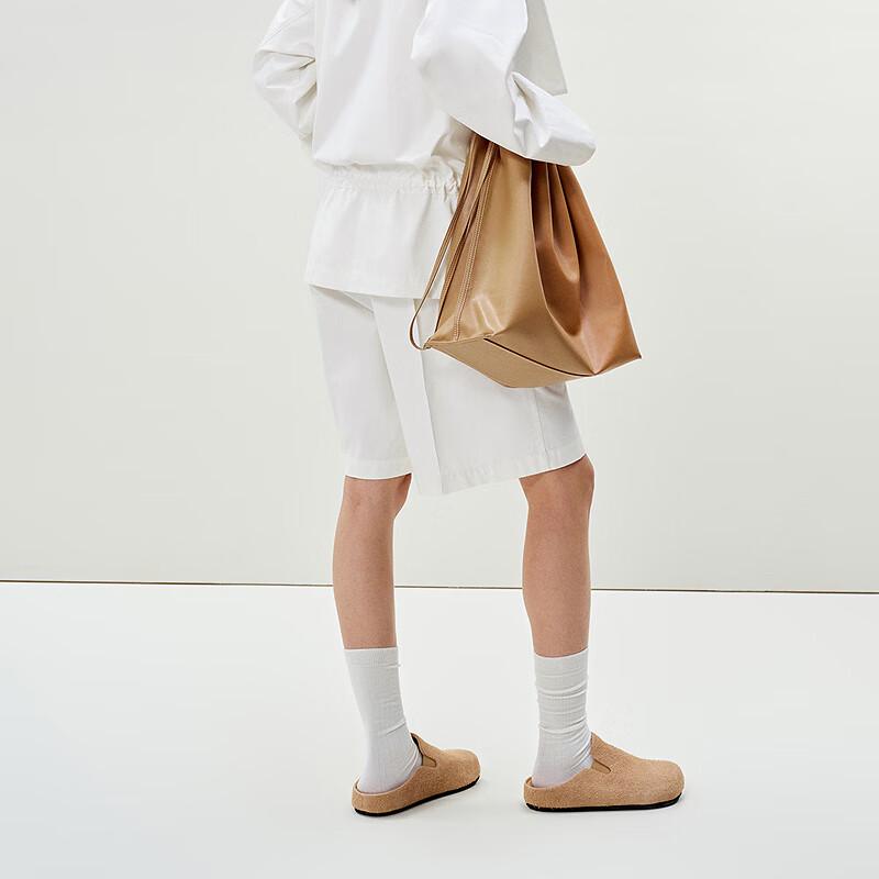 LESS Women's Cotton Loose Straight Mid-Pants