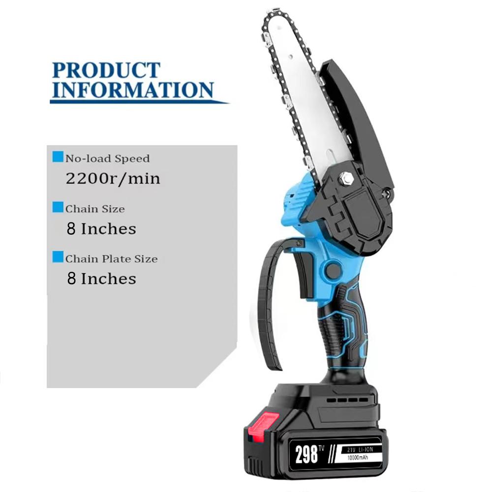 Drujba electrică cu lanț de 8 inch, portabilă, pentru tăiat copaci, lemn, pentru grădinărit, scule electrice, compatibilă cu baterie Makita 18V