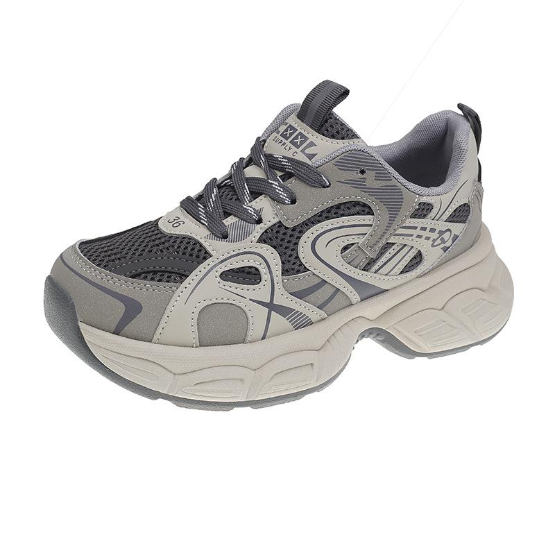 Thick-soled Heightening Gray Dad Shoes Women's 2025 New Spring Women's Shoes Versatile and Popular Casual Mountaineering Sports Shoes