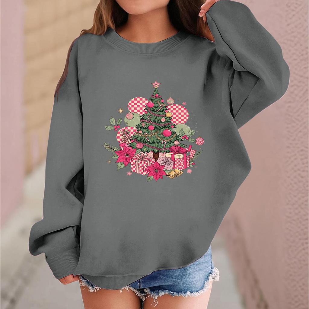Children's Fashionable Casual Long-sleeved Loose Christmas Print Pullover Sweatshirt