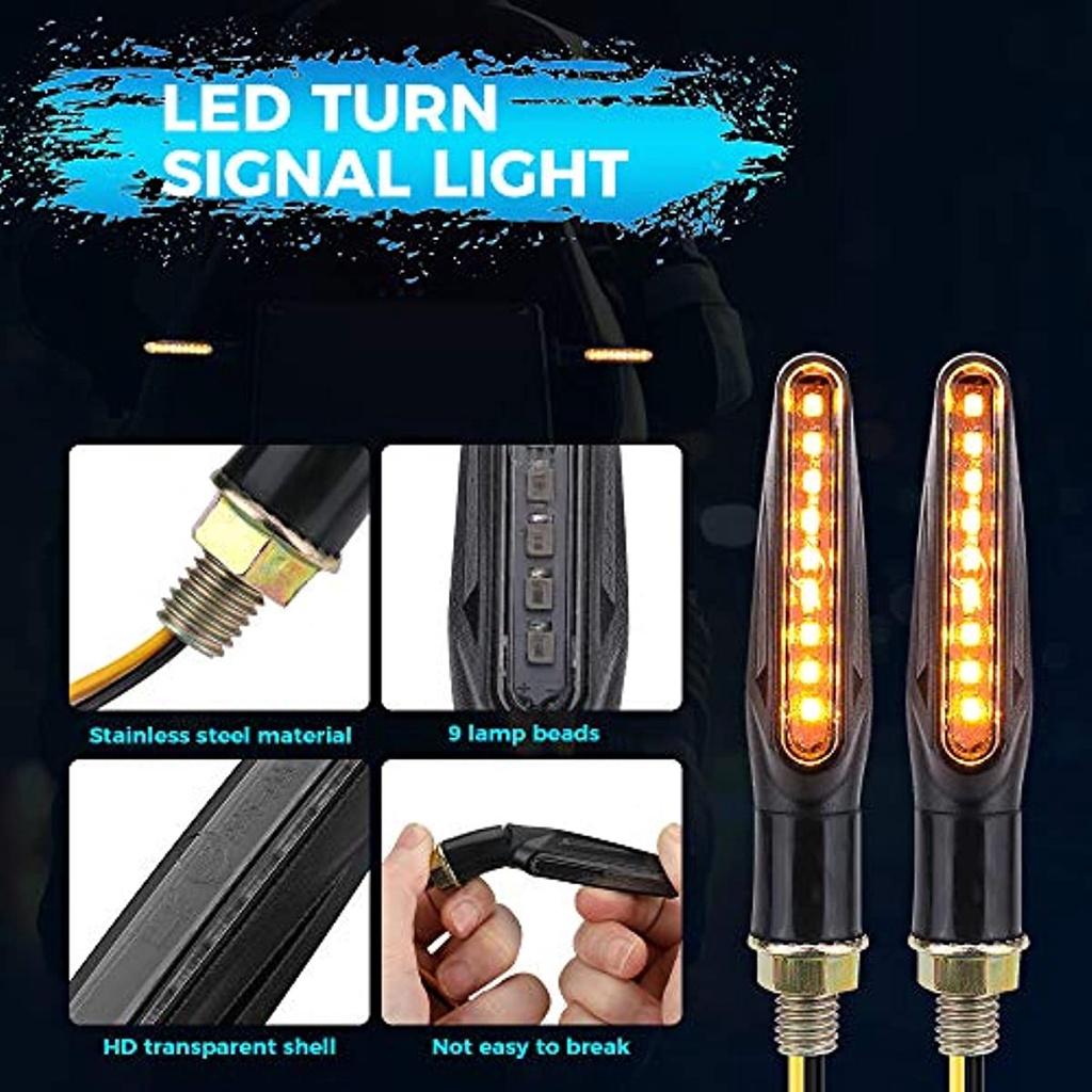 4 Pcs Motorcycle Flashing Approved E24 Universal Flashing Led Sequential 12V 9 Leds Lights Turn Signal Indicator Waterproof Ip67 Indicator Motorcycle