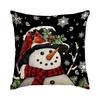 1/4Pcs Black Christmas Pillowcase, Snowflake Bow Christmas Ball Cushion Cover, Snowman Cardinals Holly Leaf Pattern Pillow Cover