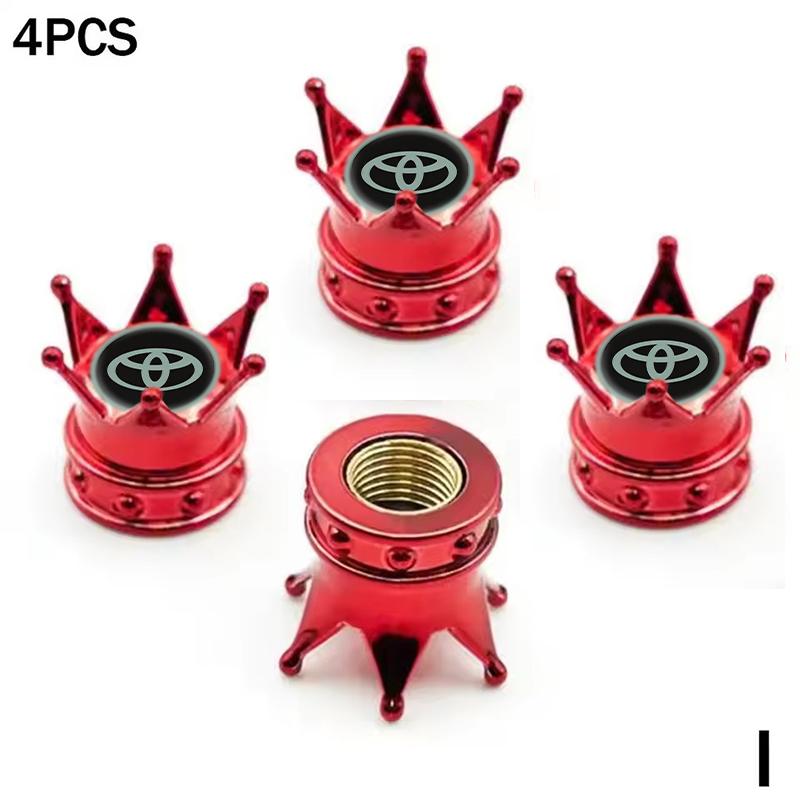 BBF1 4PCS Crown Style Tire Valve Stem Caps, Air Caps Cover, Aluminum Alloy Dustproof And Waterproof Valve Caps Cover For All Toyota